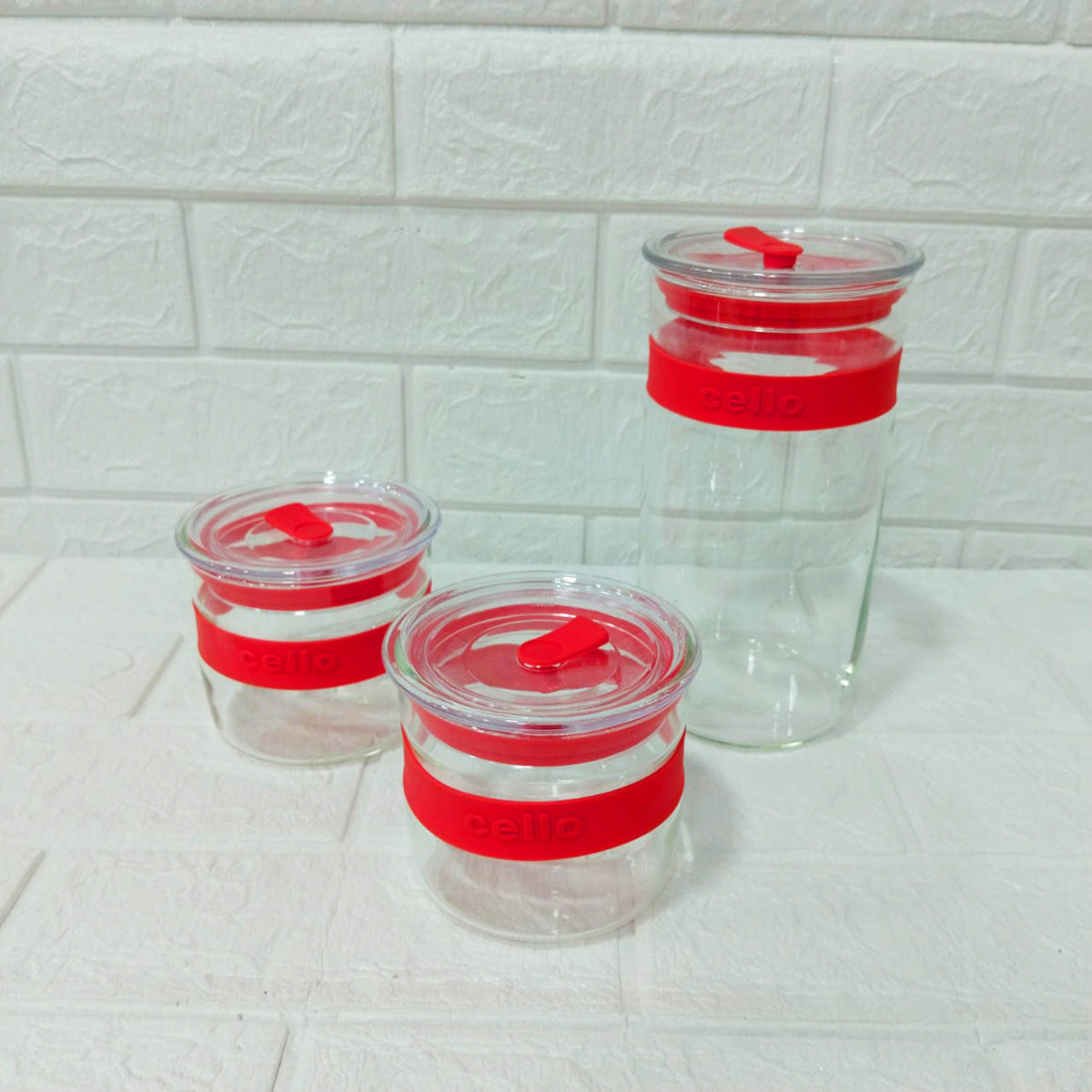 Di0249 Cello Glassware Allure Glass Jar Gift Set - Set of 3 Pcs