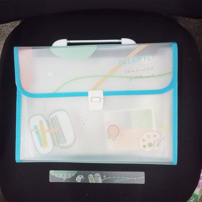 AM5899 Transparent Expanding File Folder with 12 Pockets, Handle, and Buckle (33x25cm)