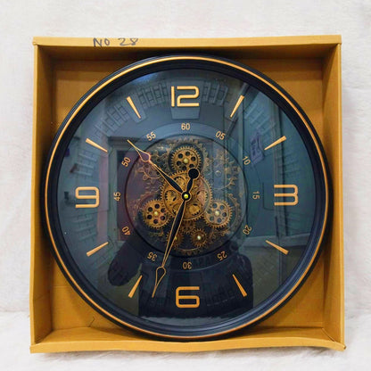 AM6254 Deluxe Black and Gold Industrial Minute-Track Clock