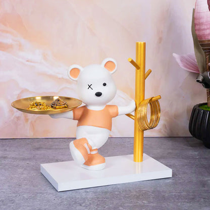 TM0011 Modern Cute Handy Bear Figurine with Jewelry Tray and Tree Stand