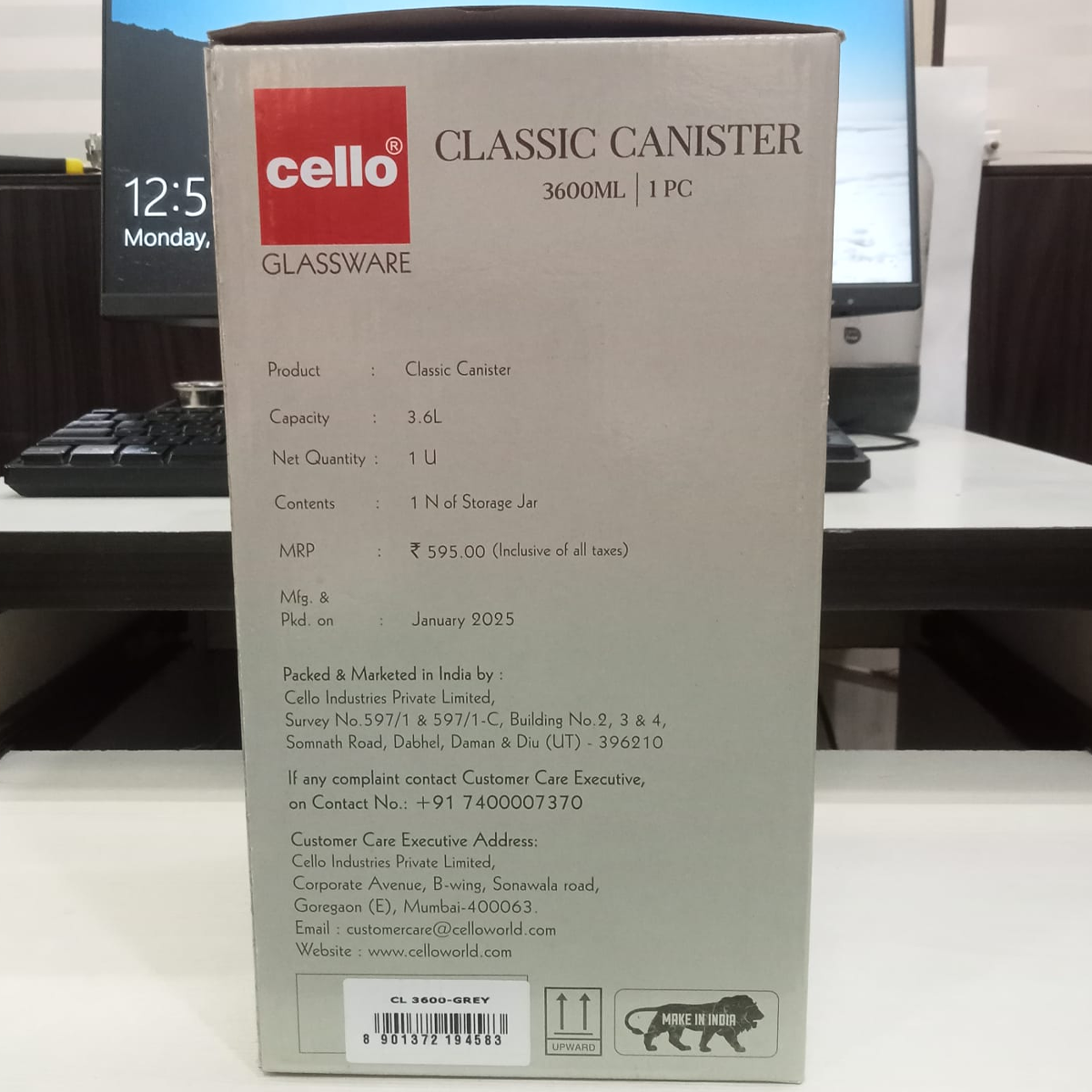 AM5646 Cello Classic Canister Glass Jar - 3600 ml