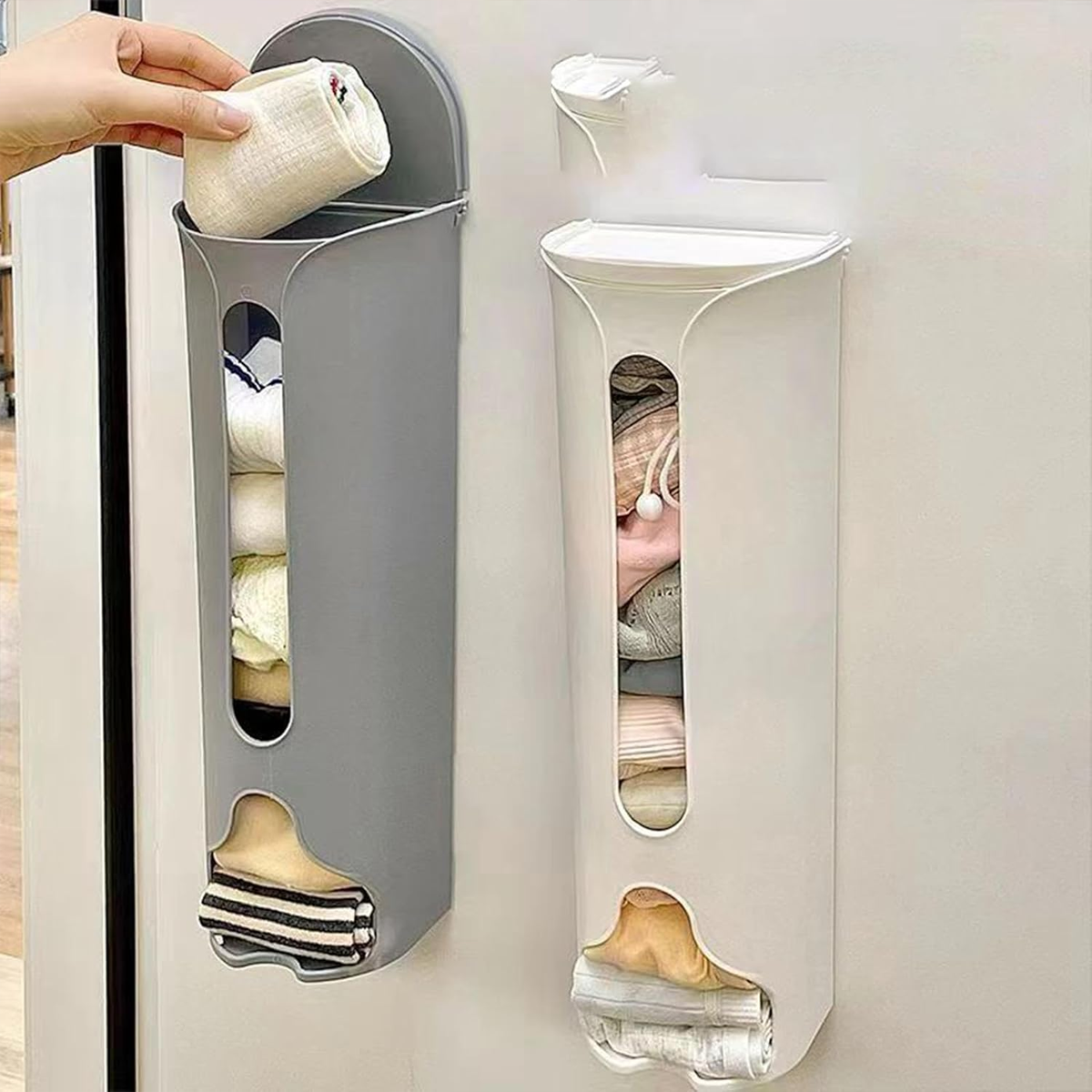 AM6867 Vertical Plastic Bag Holder – Modern Wall Mount Kitchen Storage Organizer