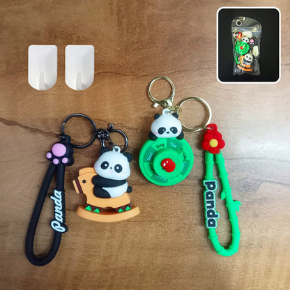 AM5892 3D MultiDesign Silicone Cartoon Animal 2 Keychains with 2 Hooks