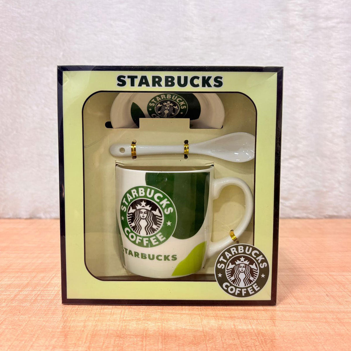 AM6523 Mix Design Ceramic Coffee Mug Gift Set with Saucer & Spoon (3-Piece)