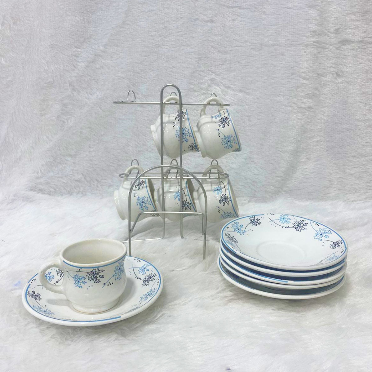 Di0363 Lp Elegant Designer Cup & Saucer Set with Stainless Steel Stand (Set of 12pc)