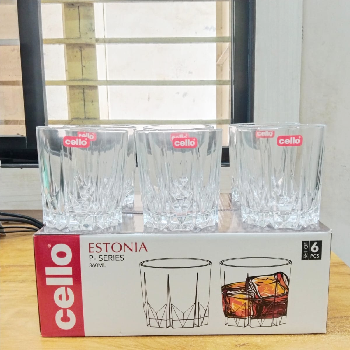 AM5690	Cello Estonia Glass Tumbler - 360ml - 6 pcs set