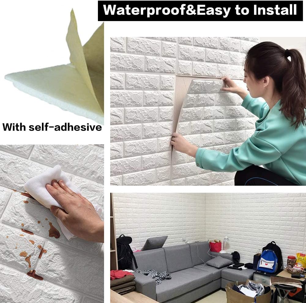 AM7805 3D White Brick Wallpaper 70x78cm