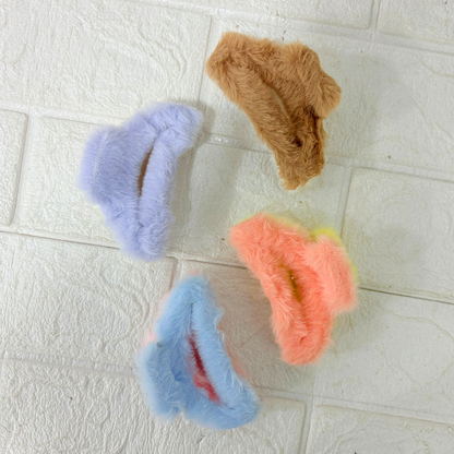 AM6382 Mix Cloud Shape Fur Hair Claw - 1pc (Multicolour)
