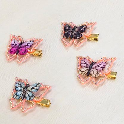 AM5428 Butterfly Hair clips with Flower and Butterfly Design 1pc