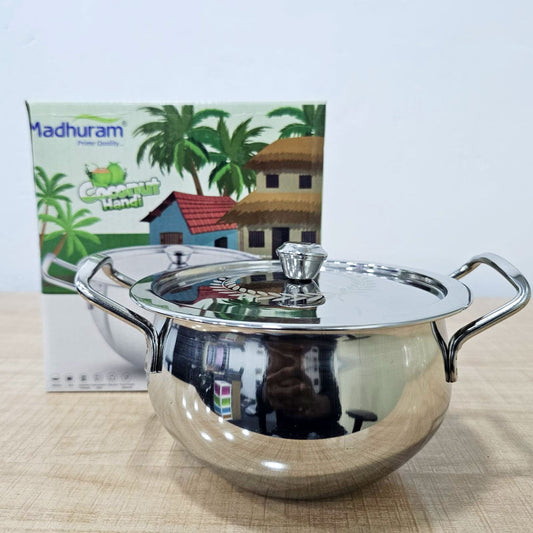 AM6004 Madhuram Stainless Steel Coconut Handi with Lid – Size 1