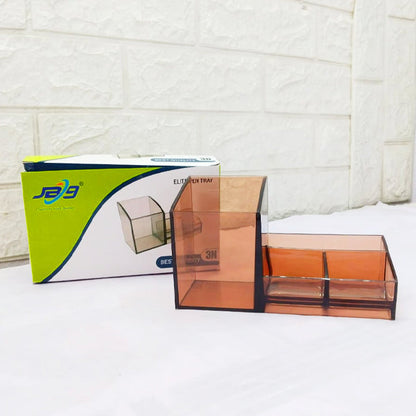 AM5061 Elite Pen Transparent Tray 4 Different Compartments - Pack of 1 (Brown)