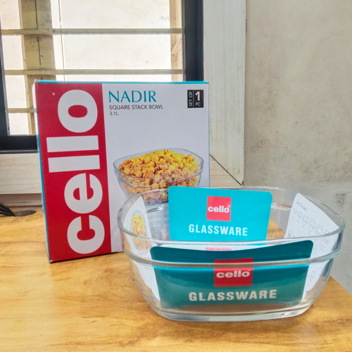 AM5685	Cello Nadir Square Stack Bowl- 3.1 ltr
