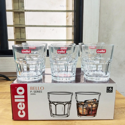 AM5698	cello bello rock Glass  tumbler 300ml -6pcs set