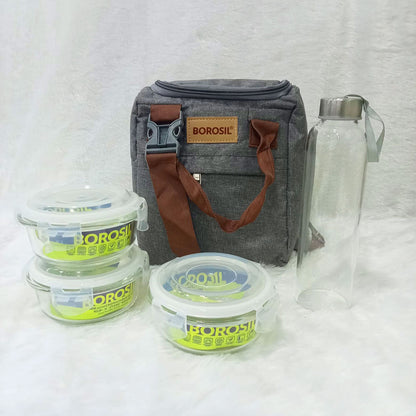 AM6173 Borosil Pro Round Glass Lunch Box Set