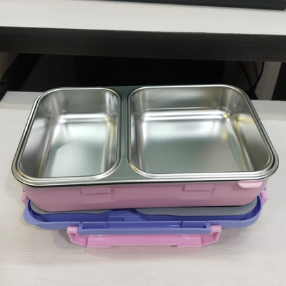 AM5649 Rishabh Steel Brunch 2 Delight Lunchbox With Spoons for School and Office