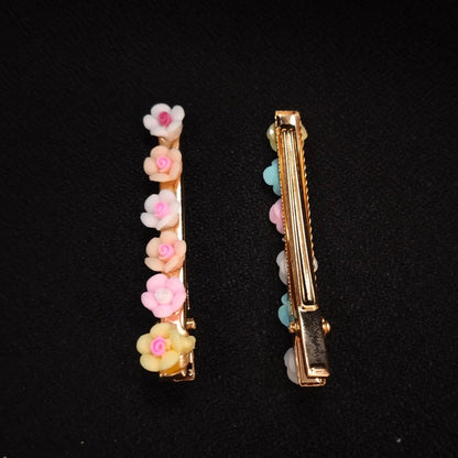 AM5879 Colorful Flower Hair Clip for Girls – Pack of 1 Pair