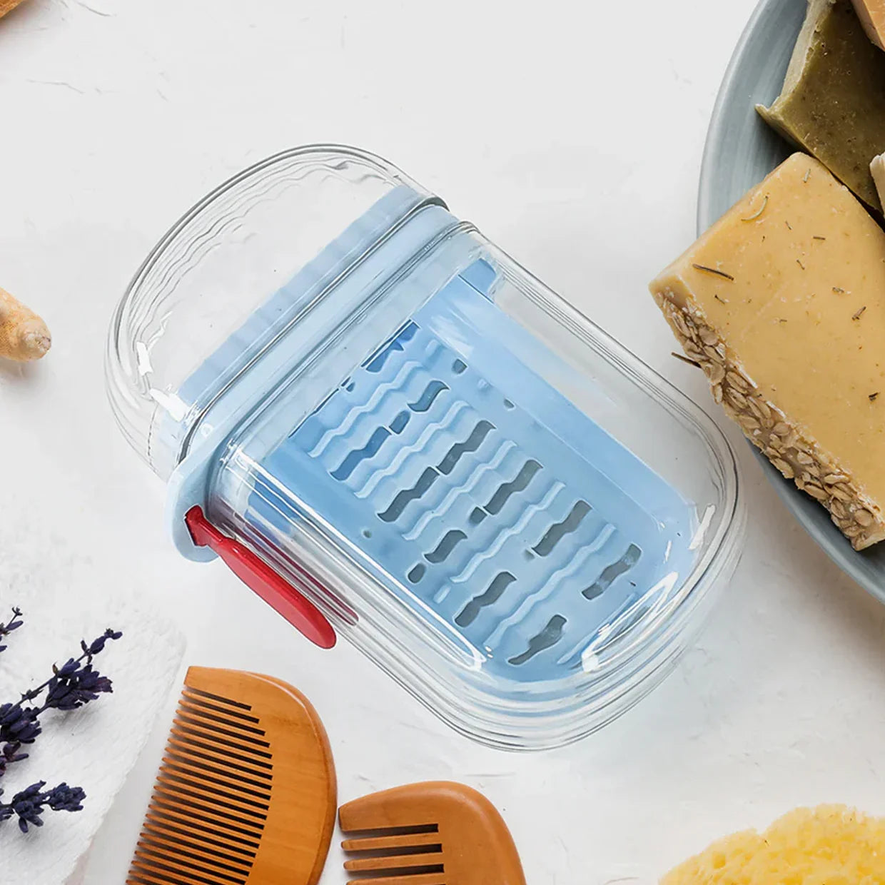 19273 Multifunctional Soap Box with Drain Tray and Lock Clip, Sabudani (1 Pc)