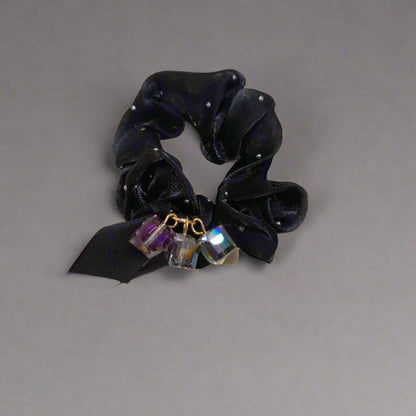 AM1298 Crystal Rhinestone Glossy Soft Satin Silk Hair Scrunchies Hair Elastic Bands 1pc