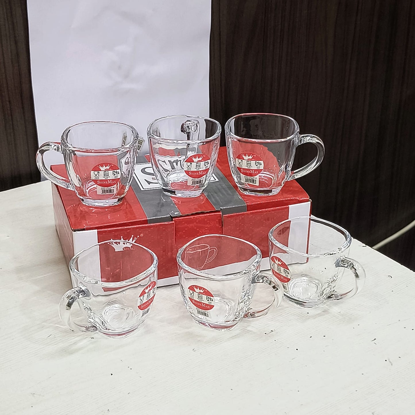 AM5398 Shine Max 6pc 80ml Coffee or Tea Cup Set Made of Glass