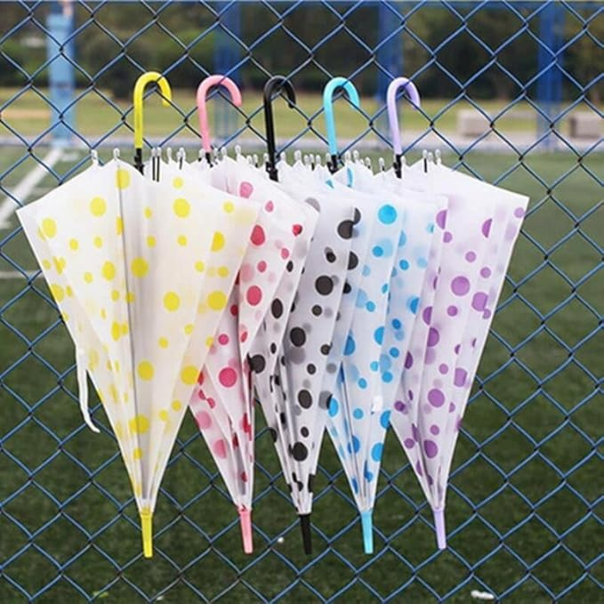 AM5494 Transparent Clear Polka-Dot Lightweight, Porable & Anti-UV Umbrella Multicolour 1 pc