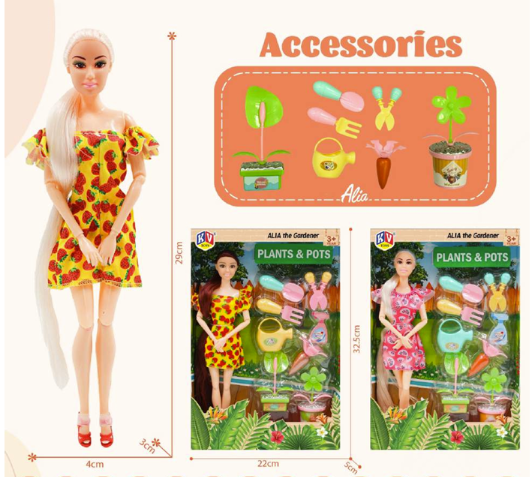 A06632 Alia the Gardener Doll Set with Plants & Pots Accessories (Item No : 4070)