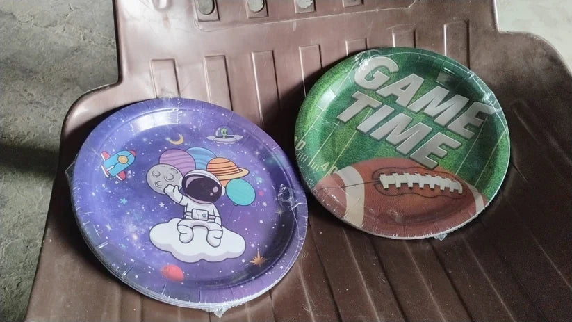10441 Round Plates Disposable Paper Plates Happy Birthday, Gift (10 Pcs Set / Mix Design)