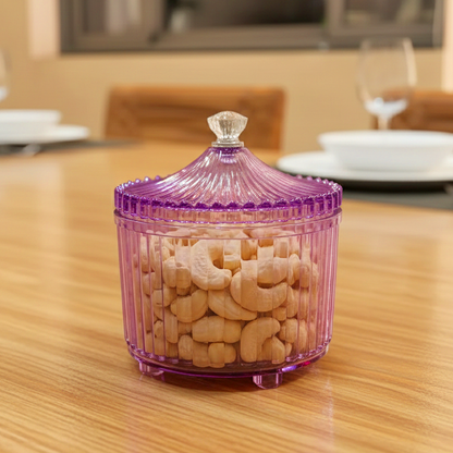 Di0360 Diamond Dry Fruit Transparent 1pc Jar with Lids - 500ml (Mix Colour)