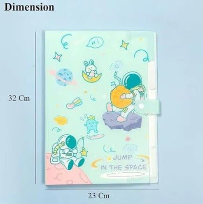 AM2763 File Folder  A4 Paper with Button Lock, Certificates Holder with 6 Pockets, Office Documents File, Expandable Folders for Documents