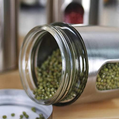 AM5396 Glass Spice Shaker Jar with Steel Lid Multicolor/Great for Spices, Herbs, Seasonings (Set of 1 Pc)