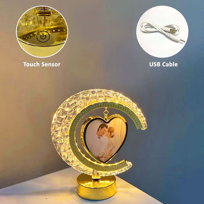 AM6269 LED Crystal Moon Lamp with Heart Shape Photo Frame
