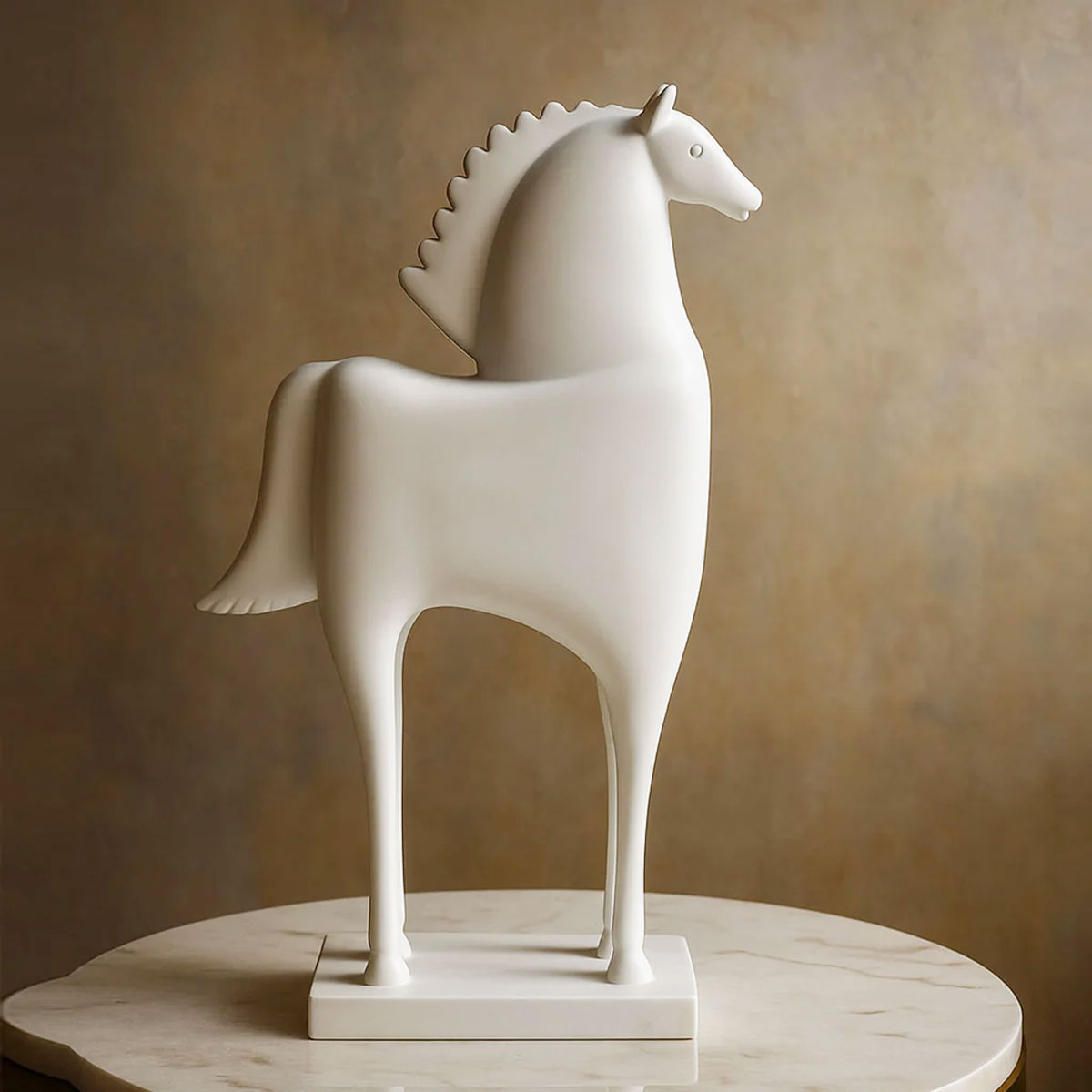 AM5940 Nordic White Minimalist Horse Sculpture – Modern Home Decor