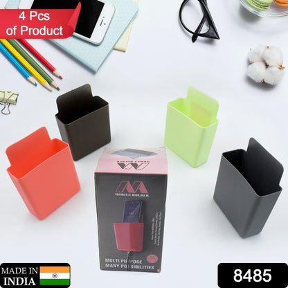 8485 Multipurpose Plastic Wall Mounted Remote & Mobile Holder Stand – (Pack of 4)