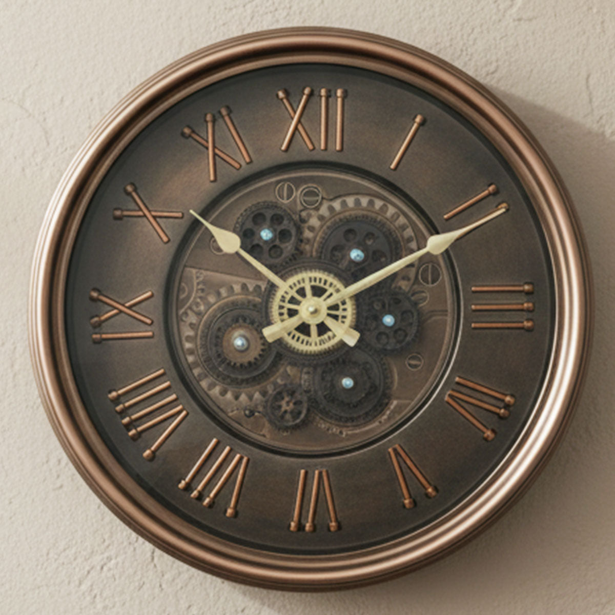 AM6251 Antique Copper Finish Skeleton Gear Wall Clock