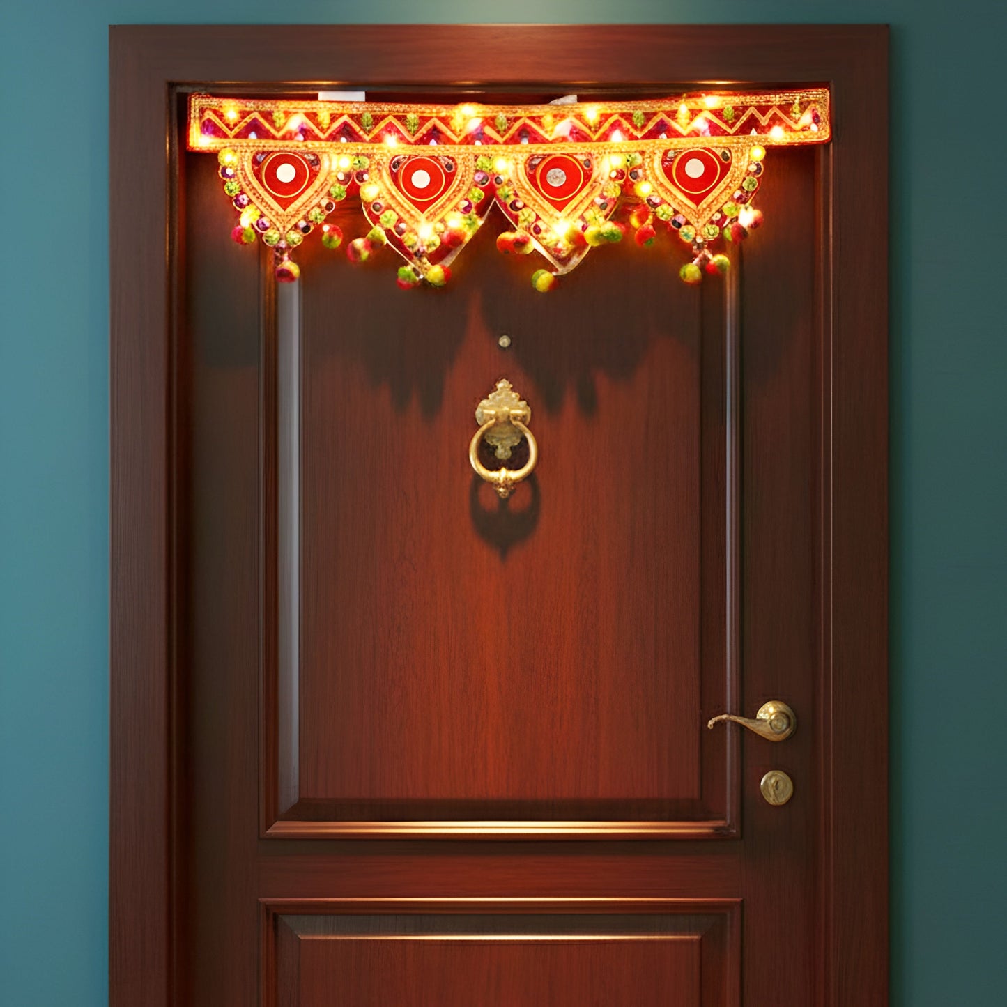 AM2509 Lighting Traditional Toran Art Bandarwal Toran 38Inch Wall Hanging Lights for Home Decoration for Diwali