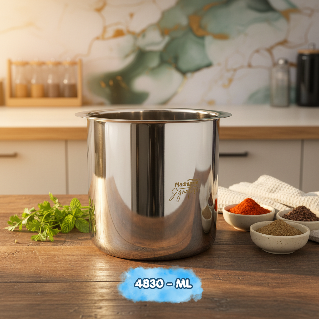AM7592 Madhuram Signature 4830ml Stainless Steel Multipurpose Deep Boiler Container (19x18x18 cm)
