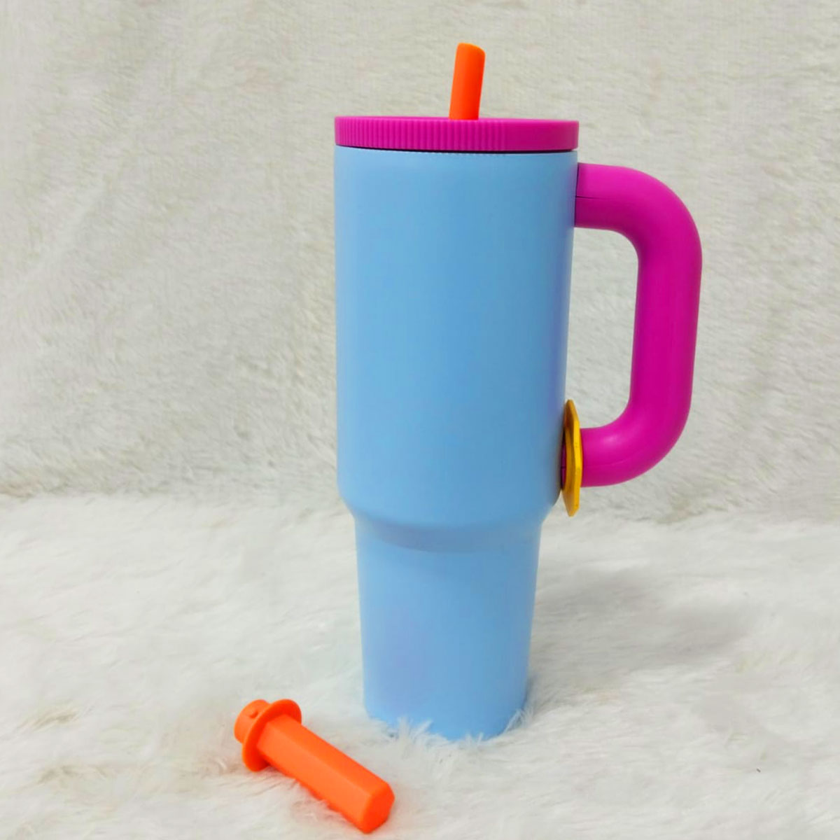 AM6257 Colorful Insulated Tumbler with Handle & Straw – Hot & Cold Travel Mug