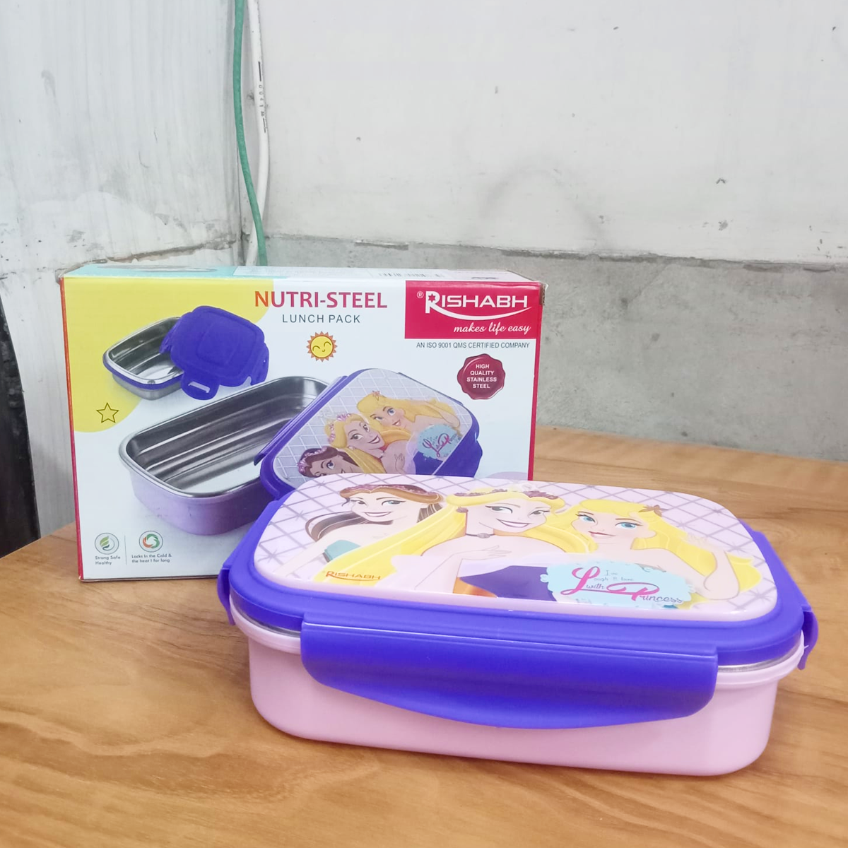 AM5644 Rishabh Big Nutri-Steel Multi-Design Cartoon Printed Tiffin Box with Inner Container & Steel Spoon