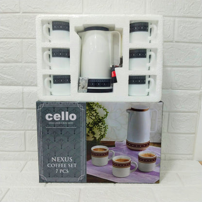 Di0209 Cello Designer Crockery Nexus Coffee Set – 7 Pieces (Black Diamond)