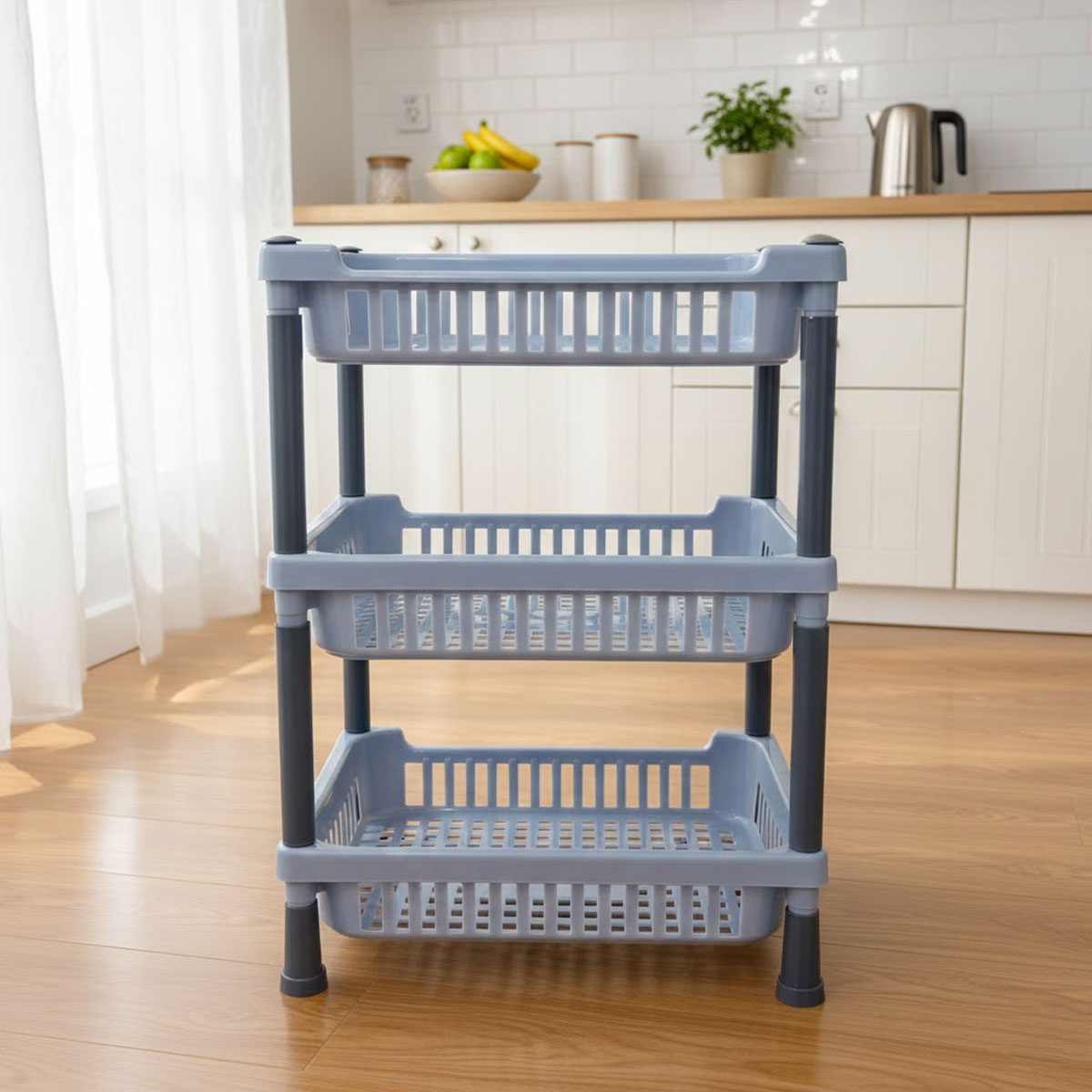 AM6521 Multi-Purpose 3-Layer Plastic Kitchen Storage Rack - (Pack of 1)
