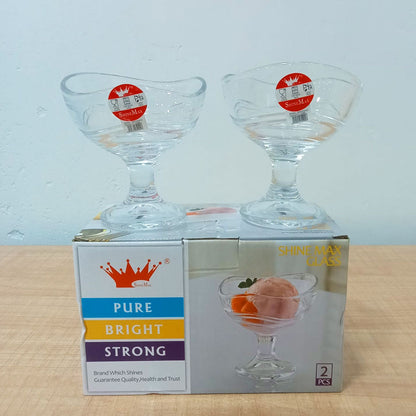 AM5995 Elegant Glass Ice Cream & Dessert Bowl 2 Pcs