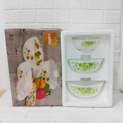 Di0207 Cello Opalware Royal Mixing Bowl with Premium Lid Set of 3pc