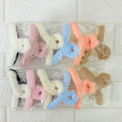 AM6381 Dual Shade Rectangular Shape Fur Hair Claw - 1pc (Multicolour)