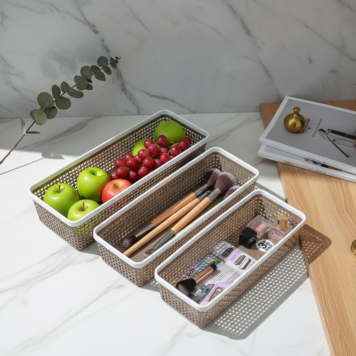 AM6524 Joyful Dot Basket Long - Multipurpose Storage Organizer (3 Pcs Set)