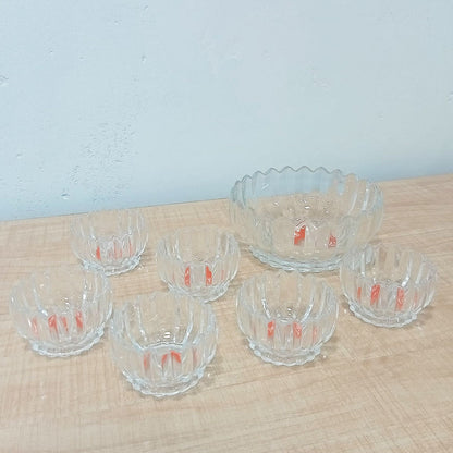 AM5983 Crystal Glass Serving Bowl (Multidesign)- Set of 1 Large & 6 Small Bowl-- KRPS041-L7 & KRPS021-L7 & KRPS031-L7)