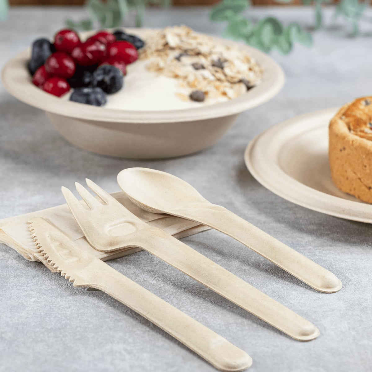 AM5739 Freshee Compostable Bagasse Fork (6 Inch, Pack of 10Pcs)