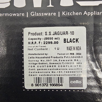 Di0019 Cello Jaguar Stainless Steel Double Walled Water Jug - 10 Ltr