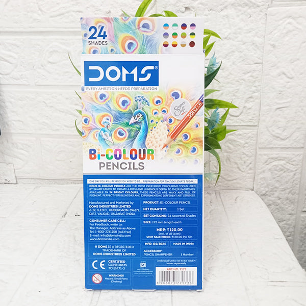 AM5034 DOMS Bi Colours 24 Shades Pencil (12 Nos),Ink Color: Multicolor