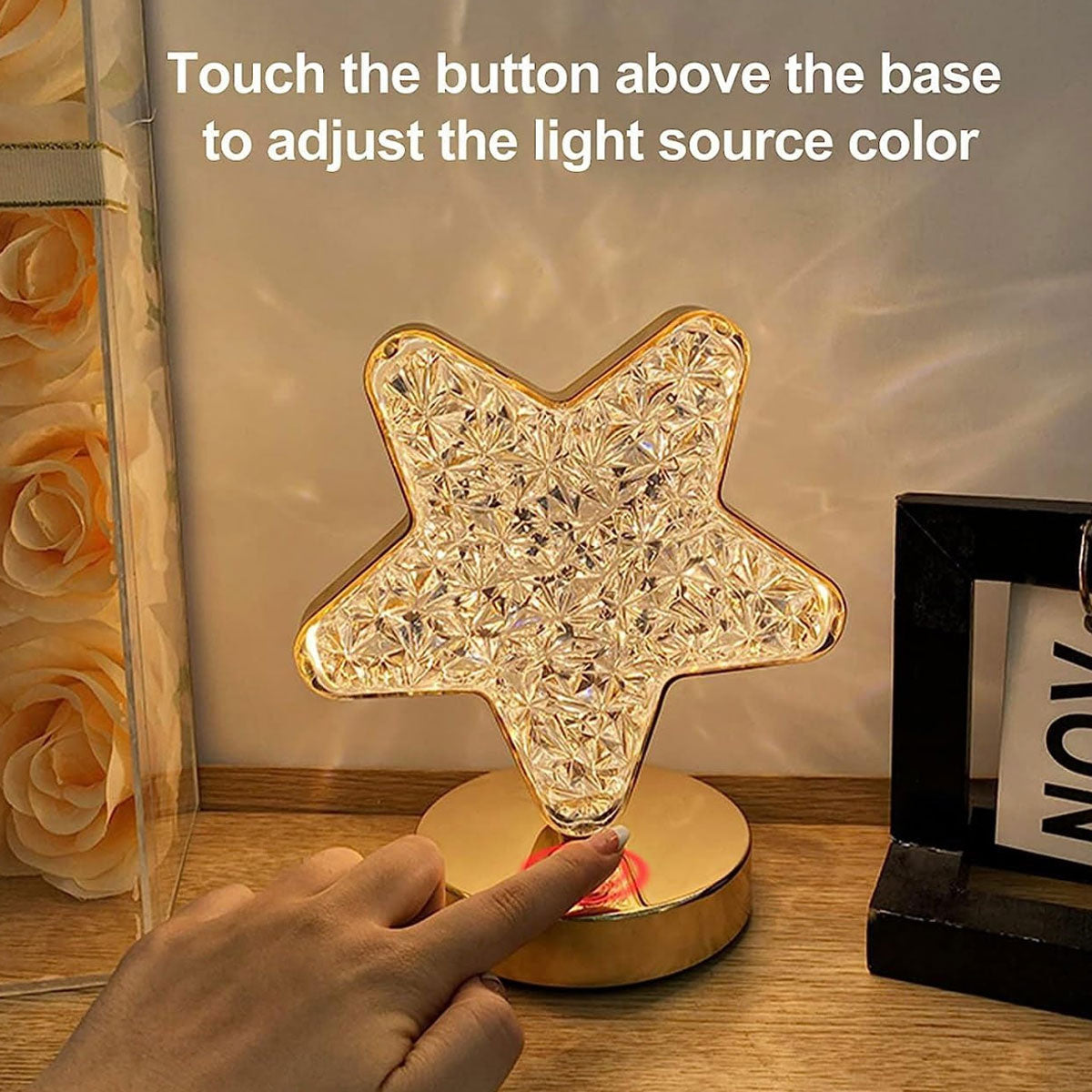 AM5941 Crystal Star LED Table Lamp with USB Cable - Sensor 3 Color Modes