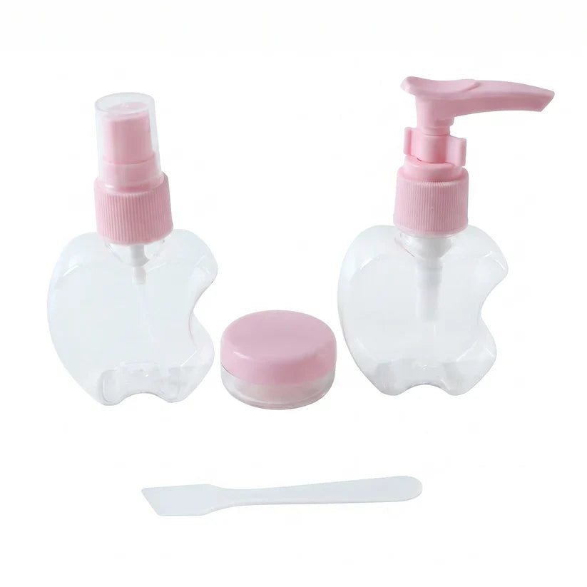A06902 Travel Refillable Empty Cosmetic Bottle Set with Spray Pump Jar (4 Pc Set)