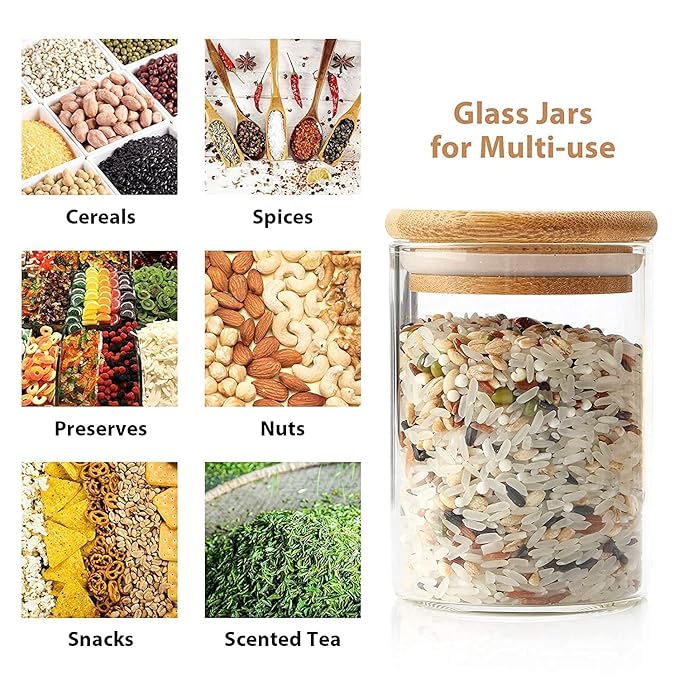 AM3727 Borosilicate Round Containers With Airtight Bamboo Wooden Lids